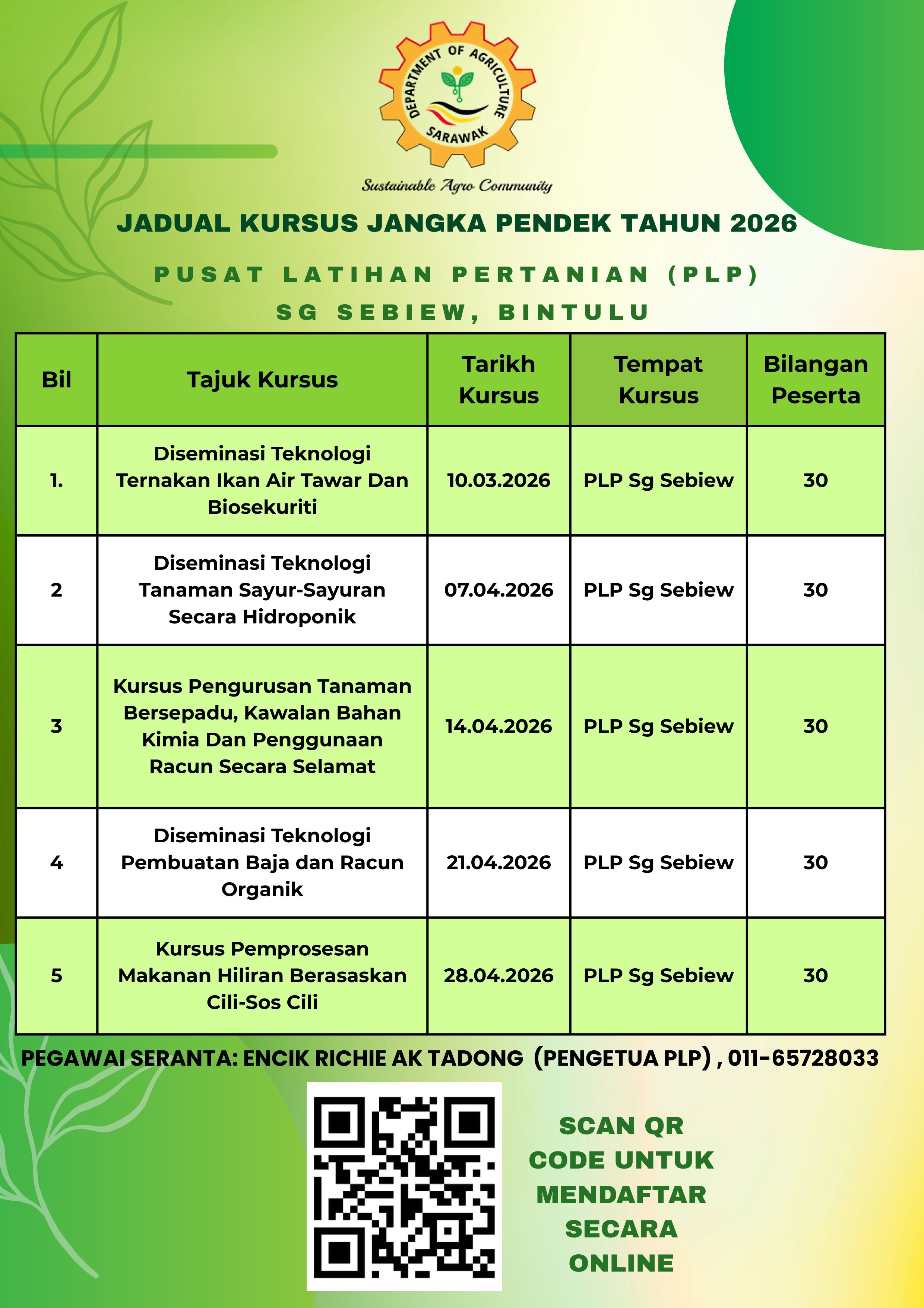 Jadual Kursus Jangka Pendek Tahun 2026