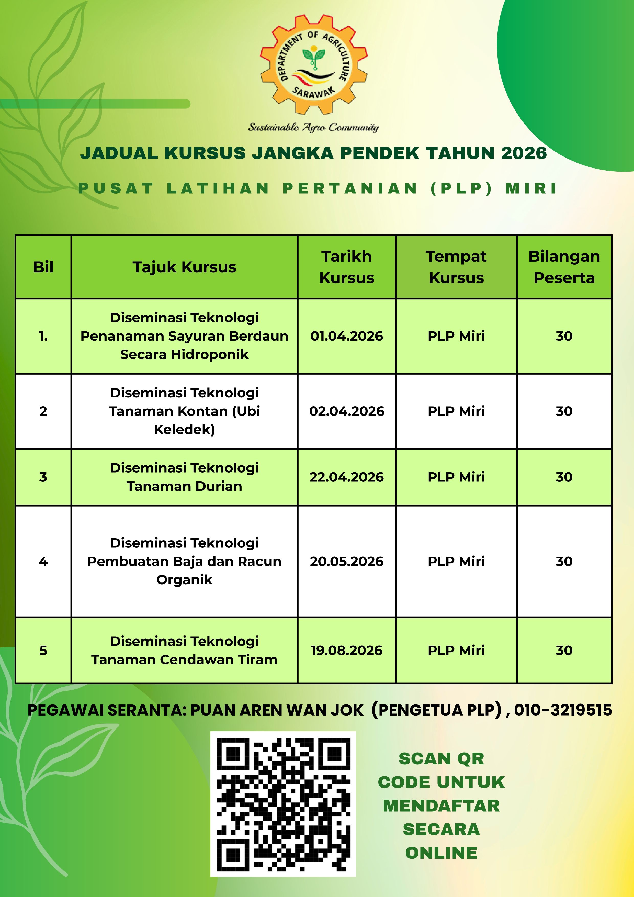 Jadual Kursus Jangka Pendek Tahun 2026