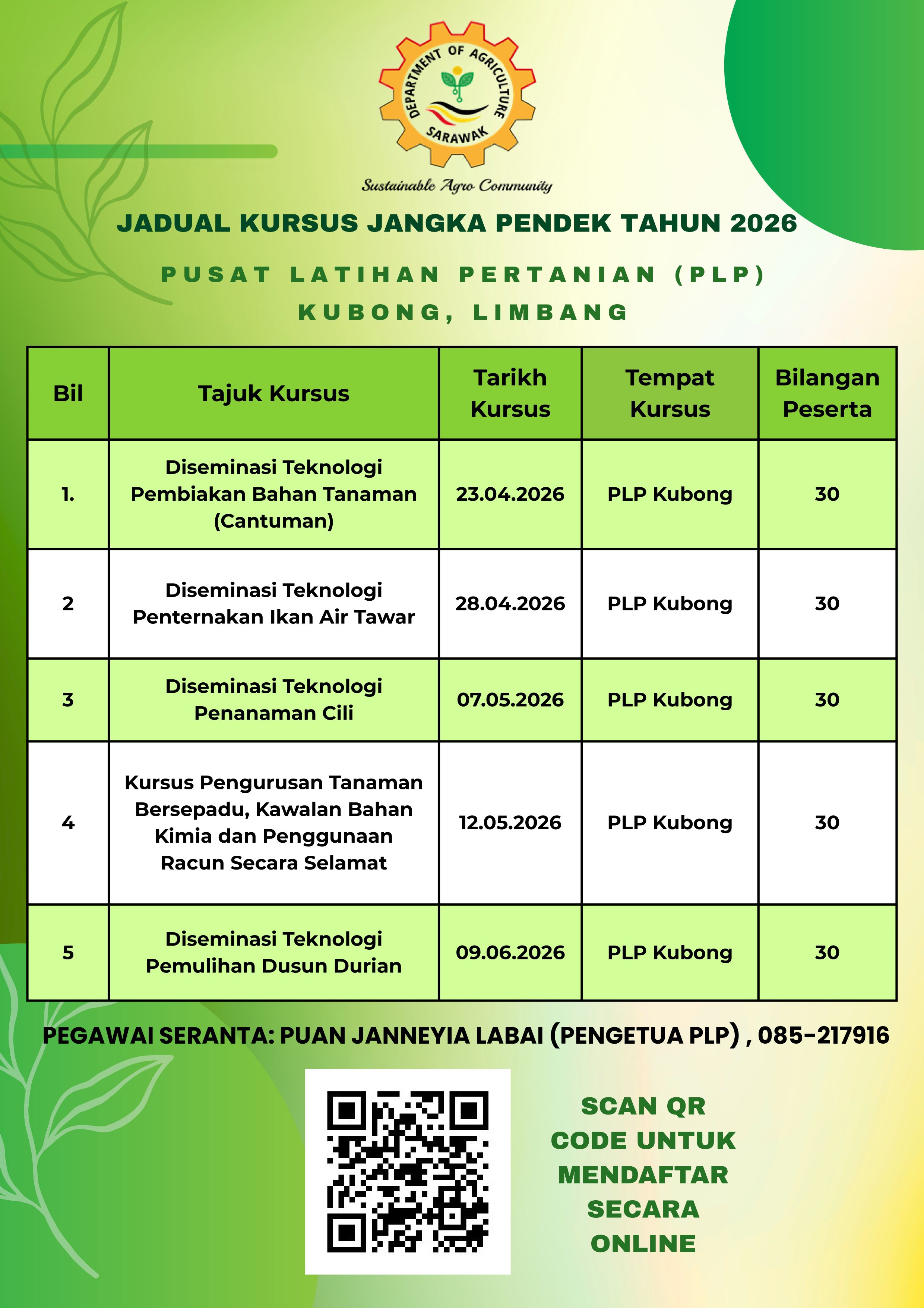 Jadual Kursus Jangka Pendek Tahun 2026